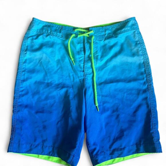 Hollister large mens blue and green Swim board shorts EUC beach Summer vacation - Picture 1 of 3